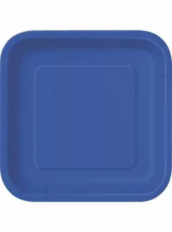 14 Viereckige Pappteller Dunkelblau (23 Cm) - Basicfarben Collection