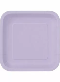 14 Viereckige Pappteller Lila (23 Cm) - Basicfarben Collection