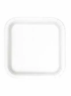 14 Viereckige Pappteller Weiß (23 Cm) - Basicfarben Collection