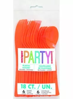 18 Plastikbestecke Orange - Basicfarben Collection