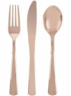 18 Plastikbestecke Roségold - Basicfarben Collection