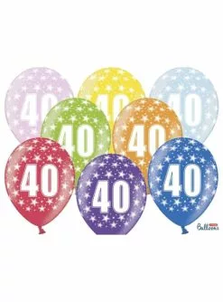 6 Luftballons Aus Latex "40" Verschiedene Farben (30 Cm)