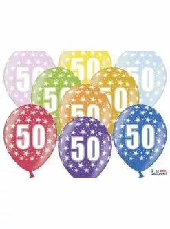 6 Luftballons Aus Latex "50" Verschiedene Farben (30 Cm)