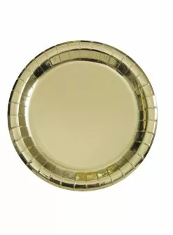 8 Pappteller Klein Viereckig Gold (18 Cm) - Basicfarben Collection
