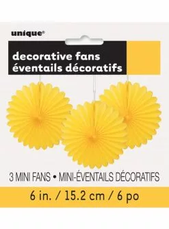 Deko-Fächer Set 3-teilig Aus Papier Gelb - Basic-Farben Kollektion