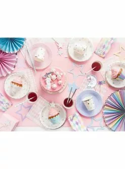 Deko-Fächer Set 3-teilig Aus Papier Gemischt In Pastelltönen Mit Goldenem Rand - Unicorn -Tiere & Insekten Verkäufe deko facher set 3 teilig aus papier gemischt in pastelltonen mit goldenem rand unicorn 2