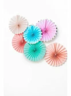 Deko-Fächer Set 3-teilig Aus Papier Gemischt In Pastelltönen Mit Goldenem Rand - Unicorn -Tiere & Insekten Verkäufe deko facher set 3 teilig aus papier gemischt in pastelltonen mit goldenem rand unicorn 3