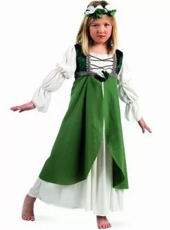 Mittelalter Clarisa Kostüm Grün Für Mädchen