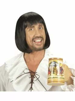 Mittelalterliche Perücke Dunkelhaarig Für Herren