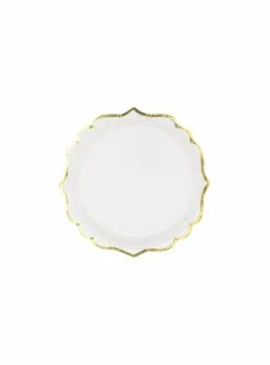 Pappteller Set 6-teilig Weiß Mit Goldenem Rand - Wedding In Rose Colour