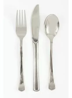 Plastik-Besteck Set Silber - Basic-Farben Kollektion
