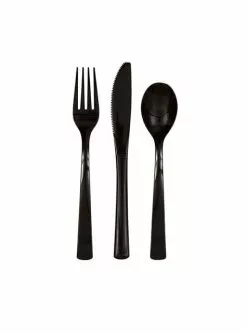 Plastikbesteck Set 18-teilig Schwarz