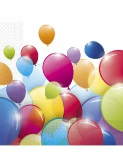 Servietten Set 20 Stück Mit Regenbogen-Luftballon Motiv